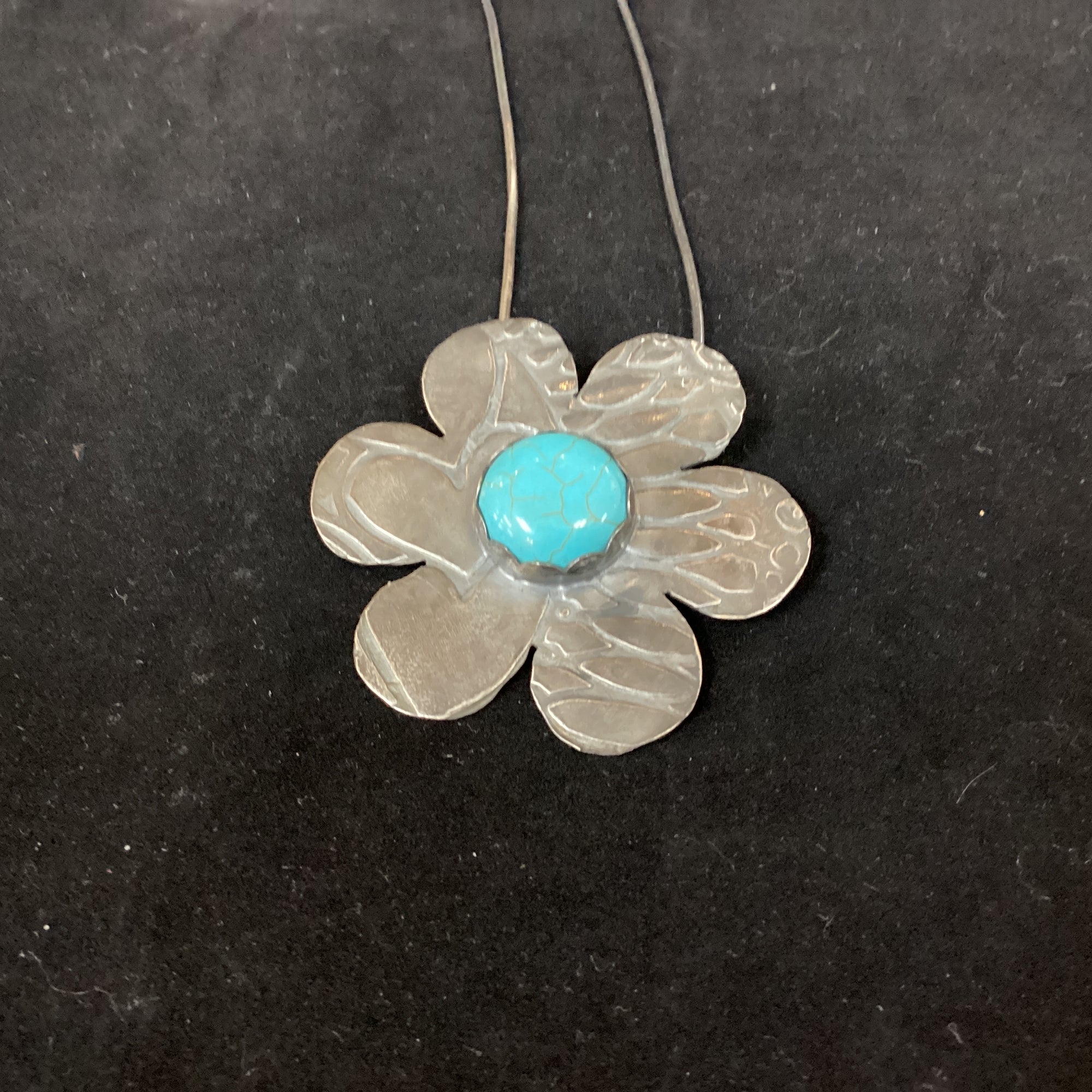 Necklace Turquoise Flower Stamp