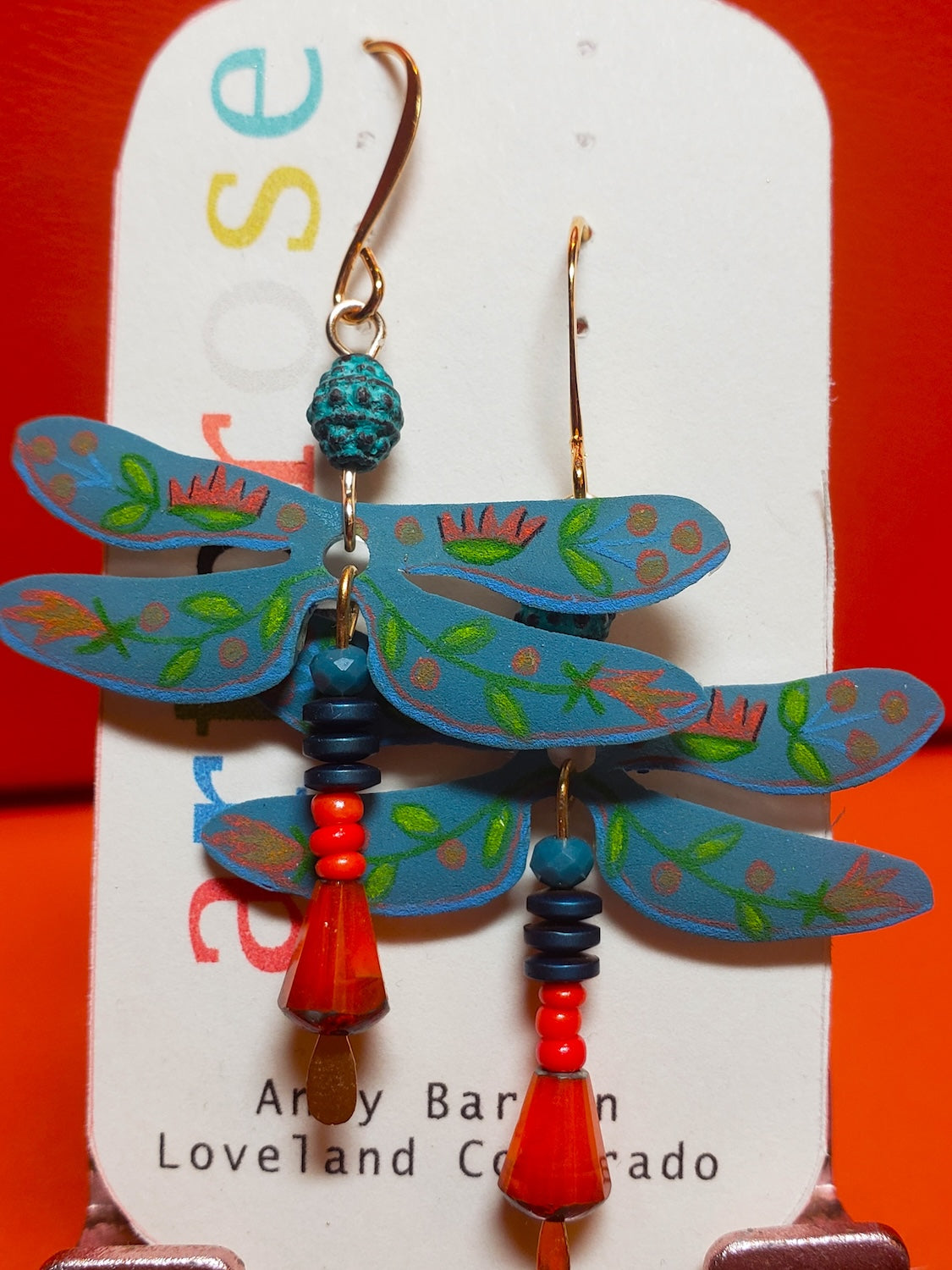 A027 Blue Dragonfly Earrings