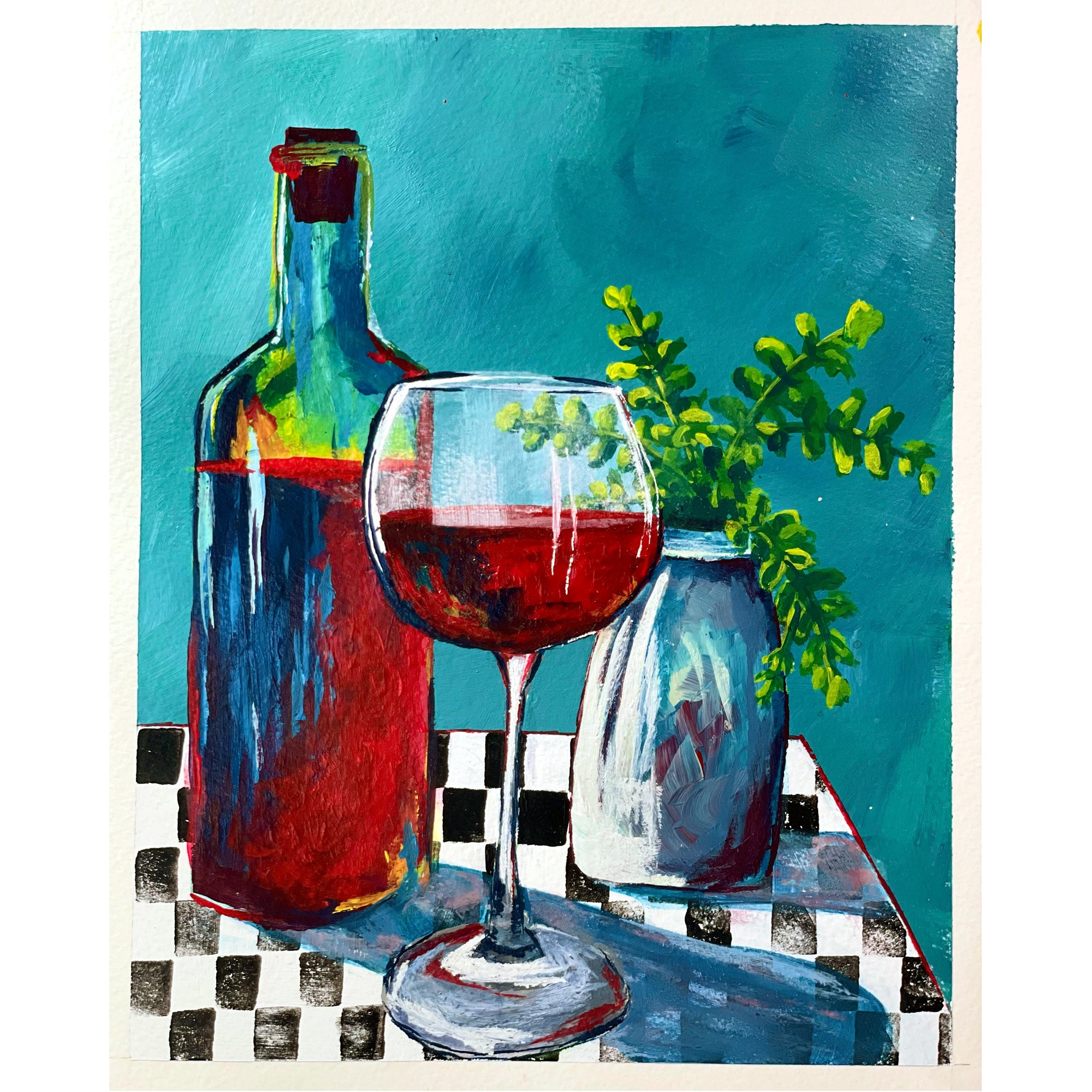 Fine Like Wine Acrylic Painting  - On-Demand Art Class