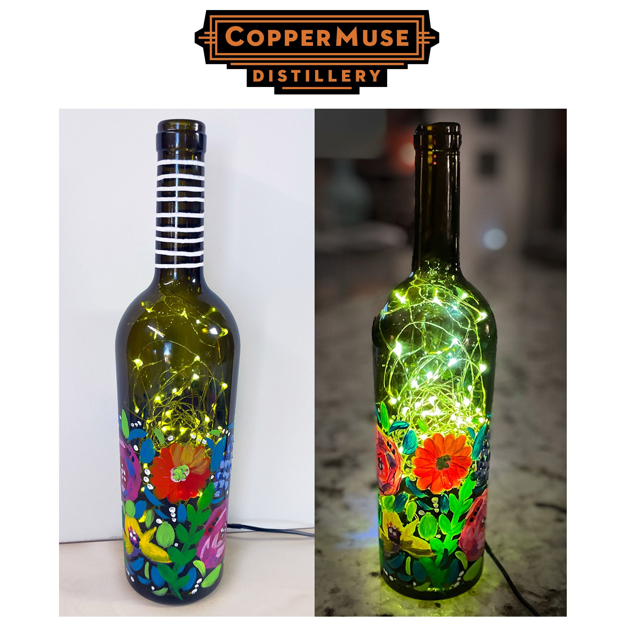 Painted Wine Bottle Art Class at CopperMuse - Thurs 6.13.24 @ 6PM