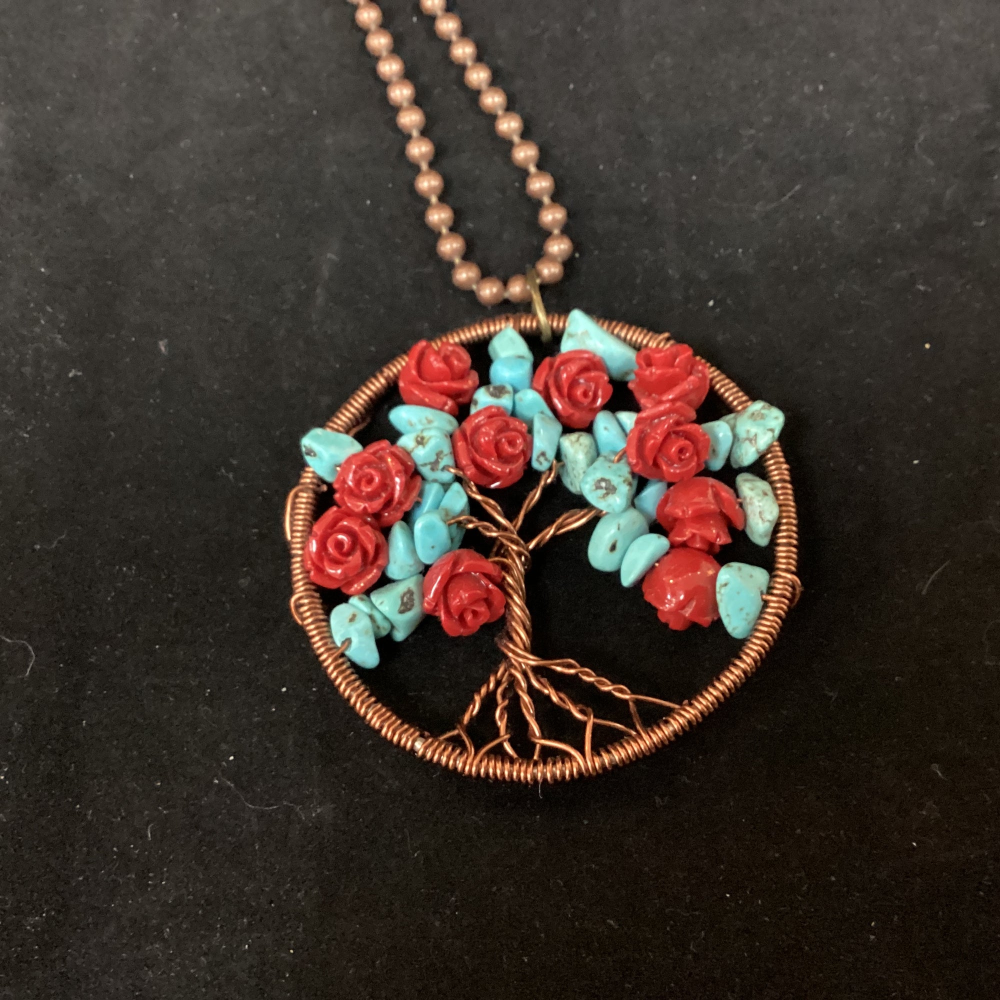 Necklace Blue & Red Tree