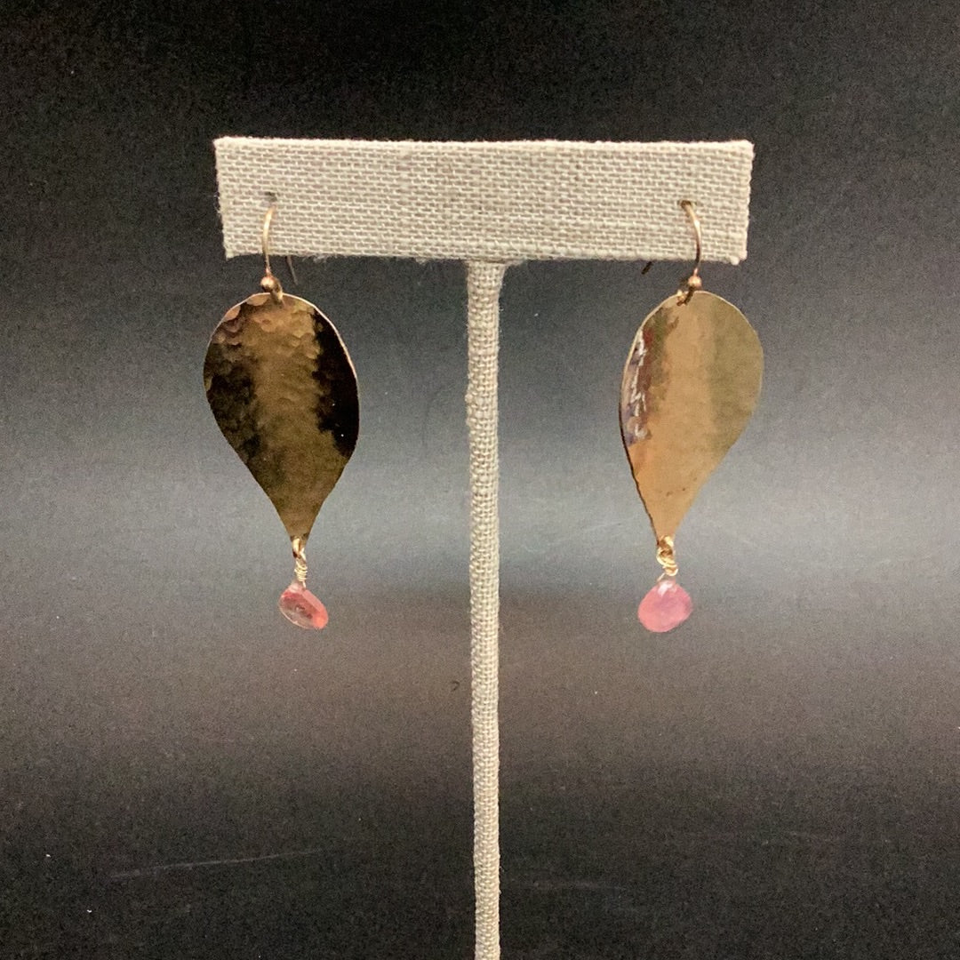 Earrings Teardrop with Pink Stone