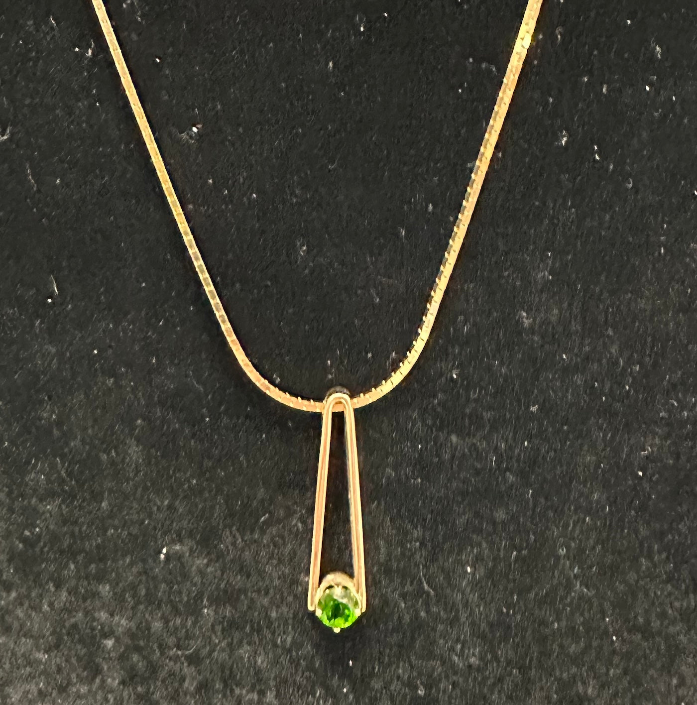 14k Gold Necklace with Synthetic Emerald