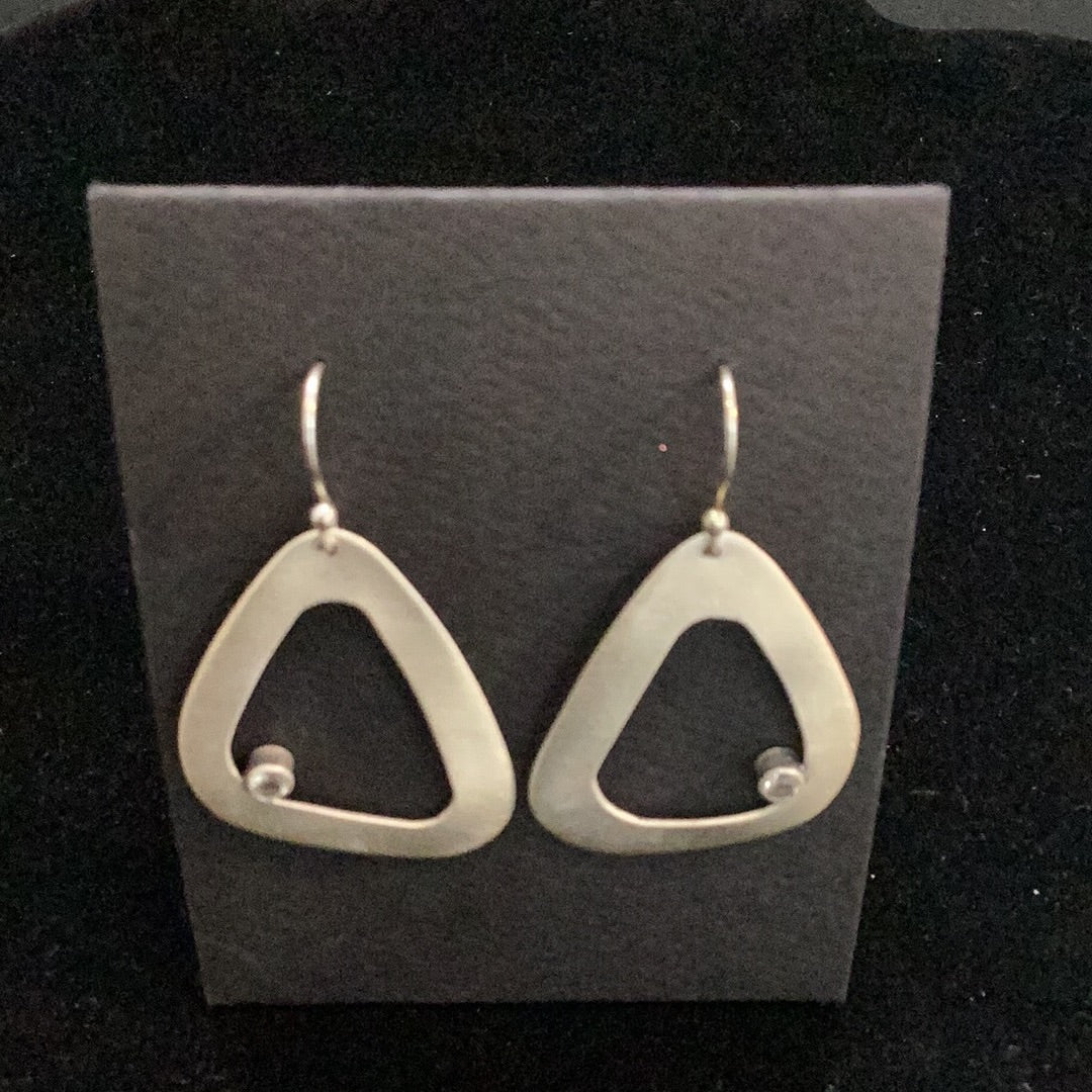 Earrings Sterling Silver Triangles with Stone