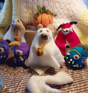Needle-Felted Ghost Dog with Pumpkin - Fri. 10.30.26 @ 10:30A