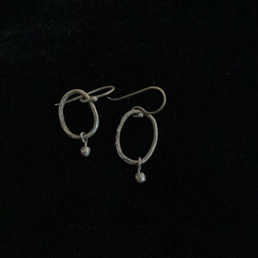 Earrings Metal Circle with Bead