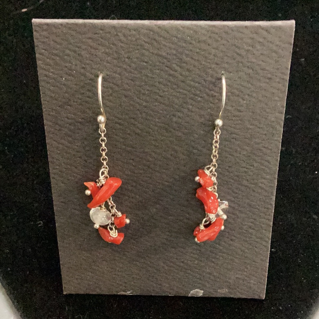 Earrings Silver Wire with Quartz Beads