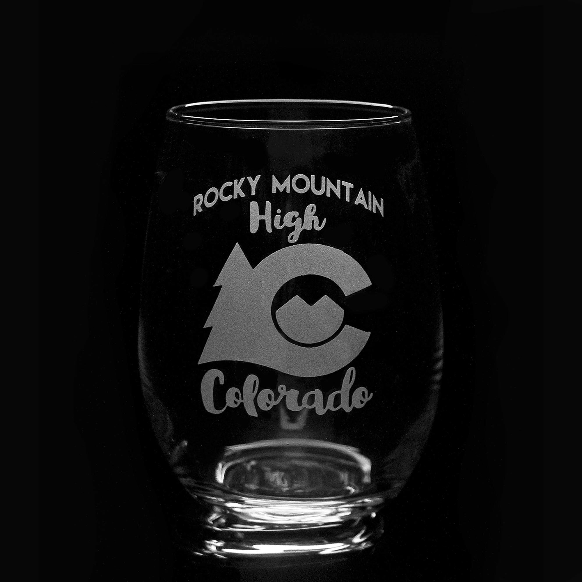 Stemless Wine Glass: Rocky Mtn High