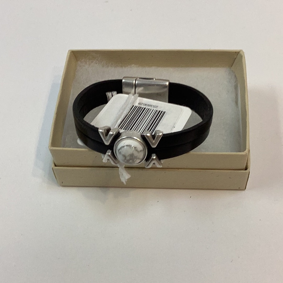 Leather Gemstone Bracelet--size 6