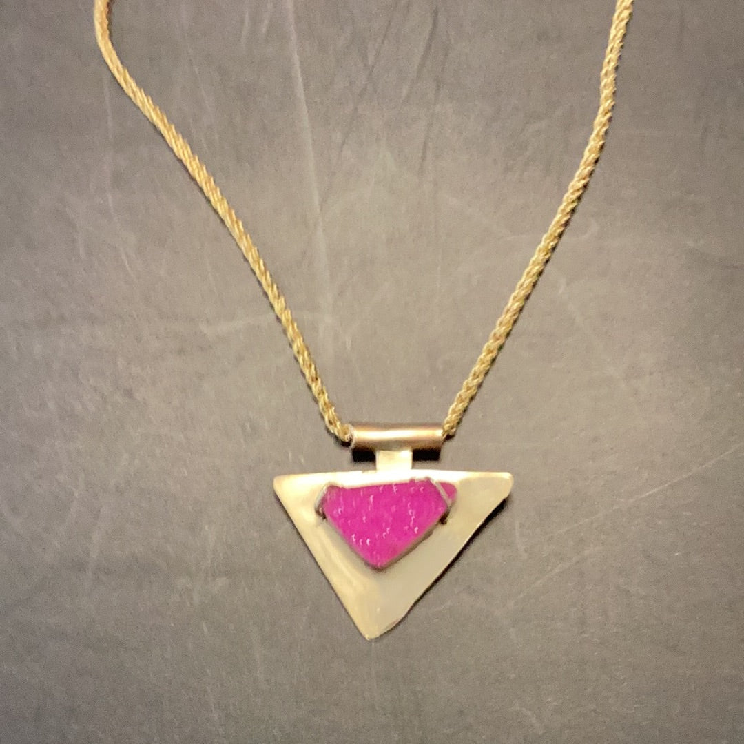 Necklace Sparkly Pink Gold(ish) Triangle 14k