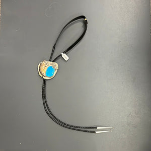 Necklace: Bolo Tie with Large Turquoise Stone and Bear Claw