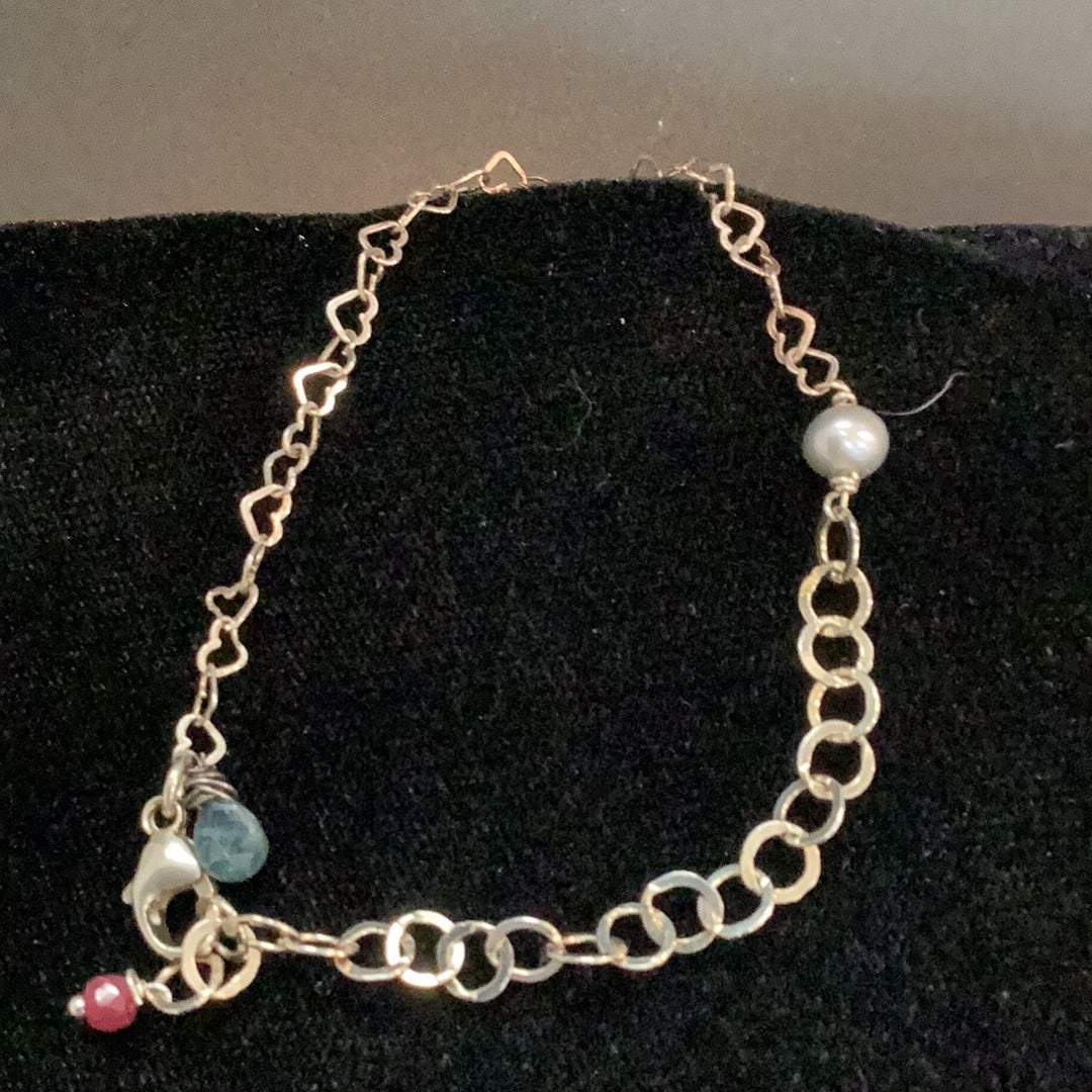 Bracelet Heart chain  2 stones
