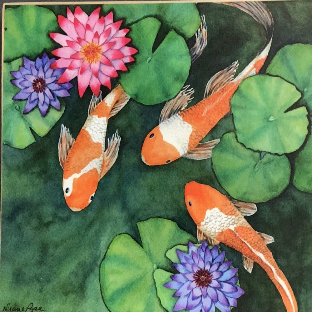 Goldfish Watercolor Print Mounted on Wood