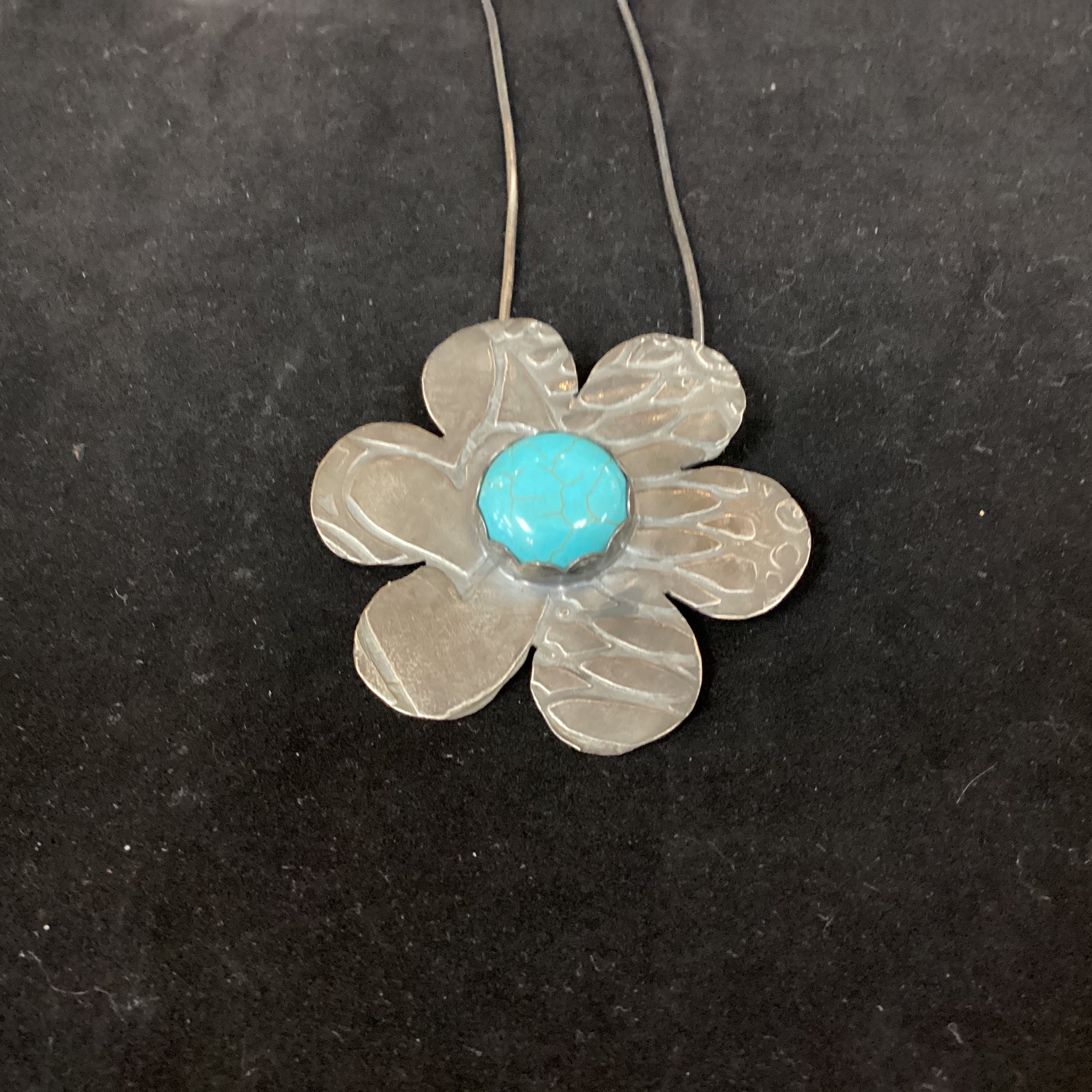 Navajo Sterling Silver & Golden Hills Turquoise Flower Necklace – Nizhoni  Traders LLC