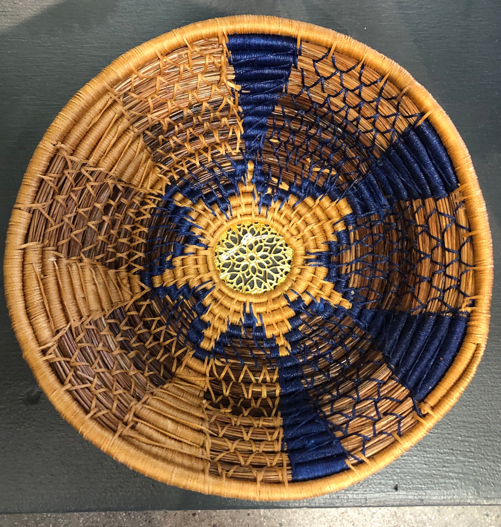 Pine Needle Basket Ukraine Colors