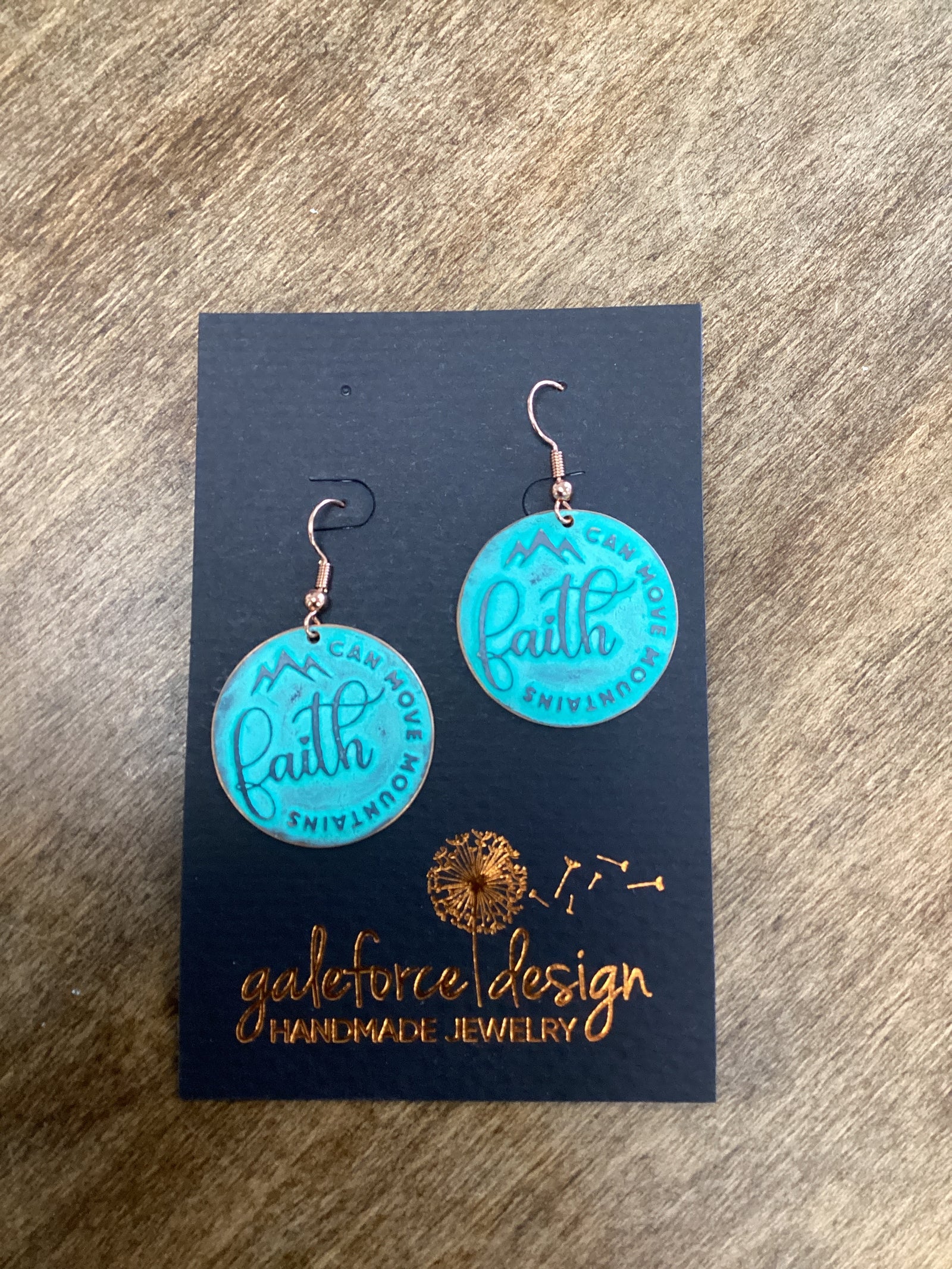 Faith Can Move (B), Round Copper Earrings Nickel Free Wires