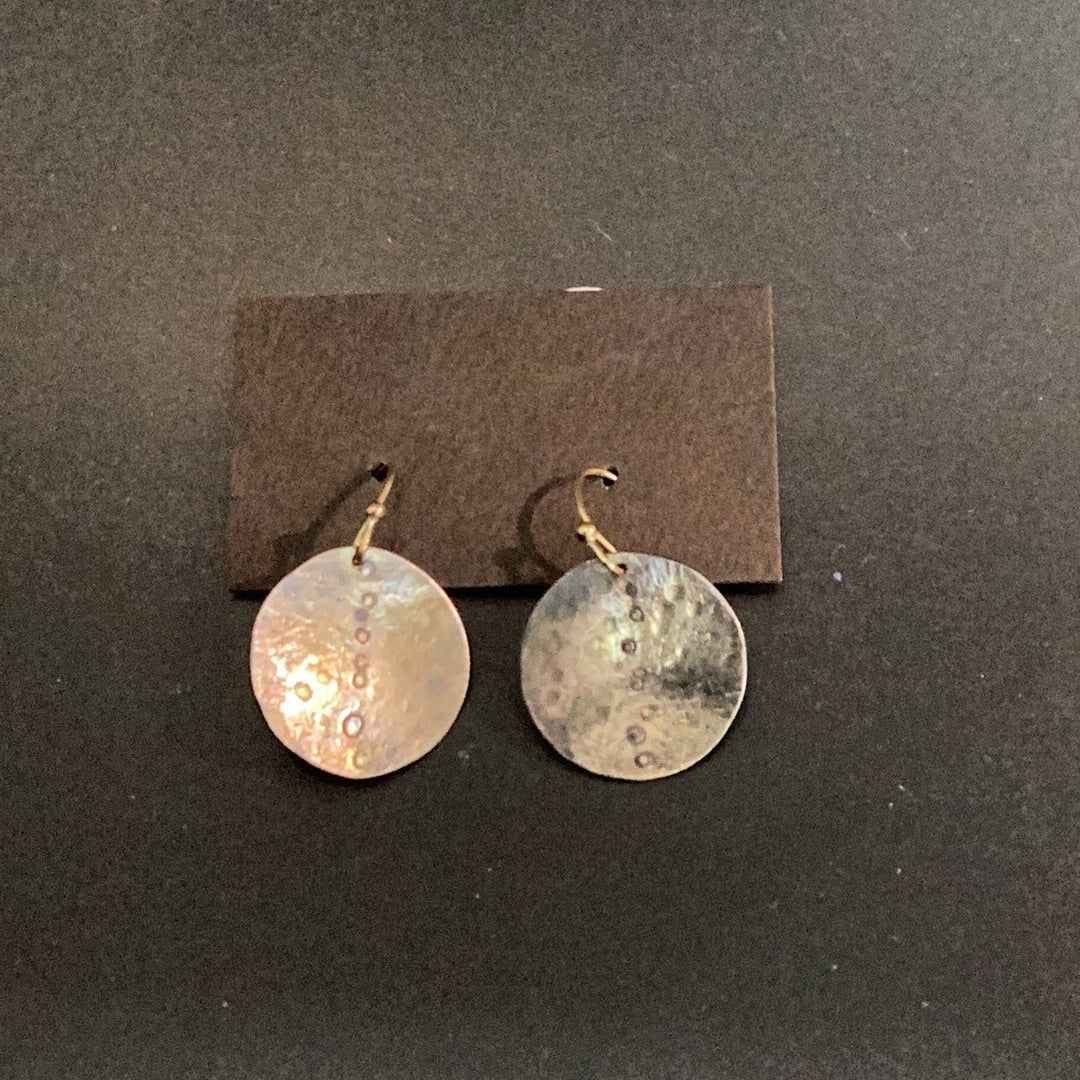 Earrings Aged Circles Sterling Silver