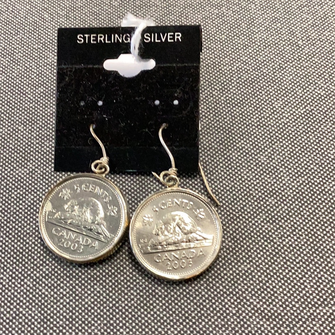 Earrings, Nickel Coin 207
