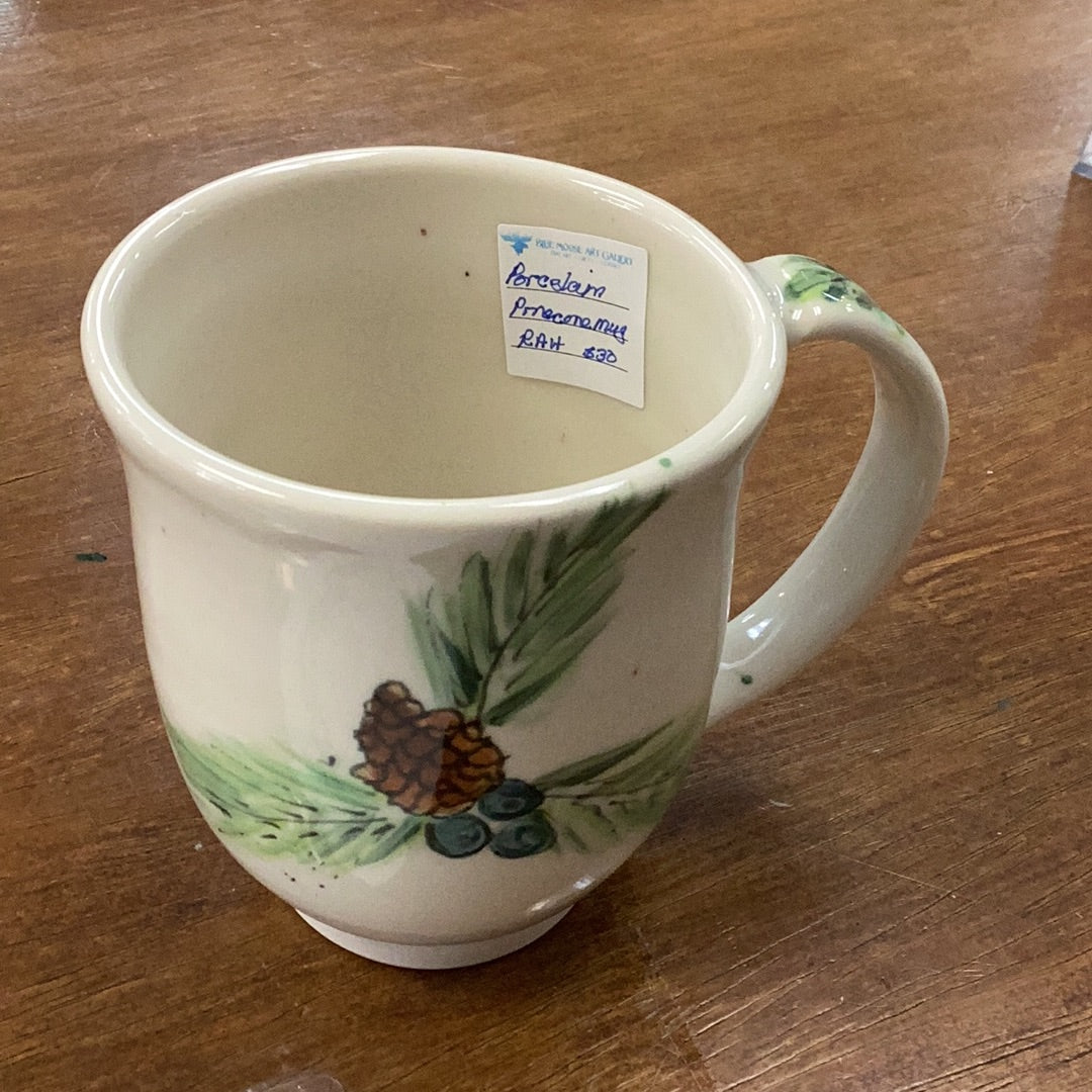 Porcelain pine cone mug