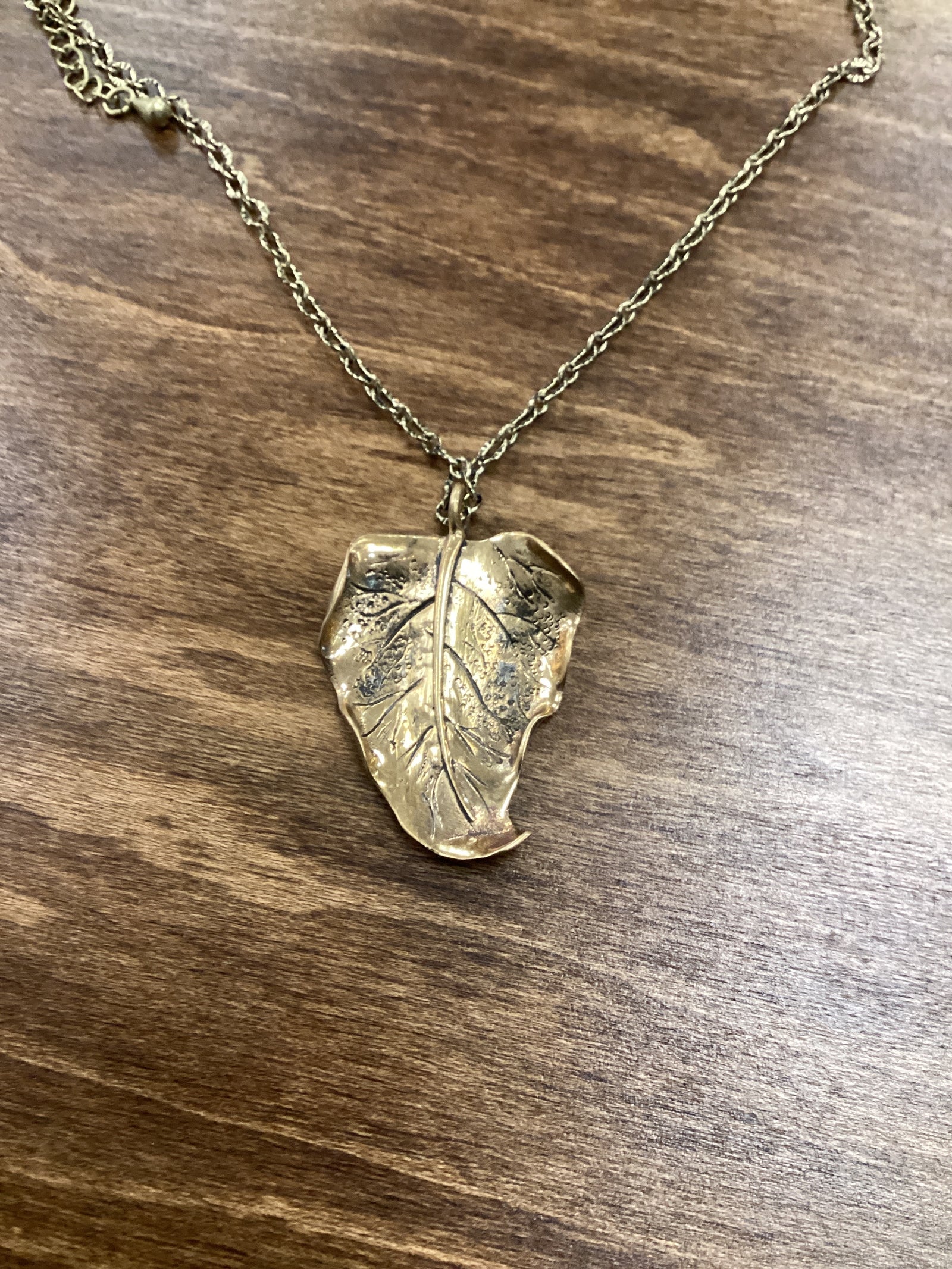 Brass leaf pendant