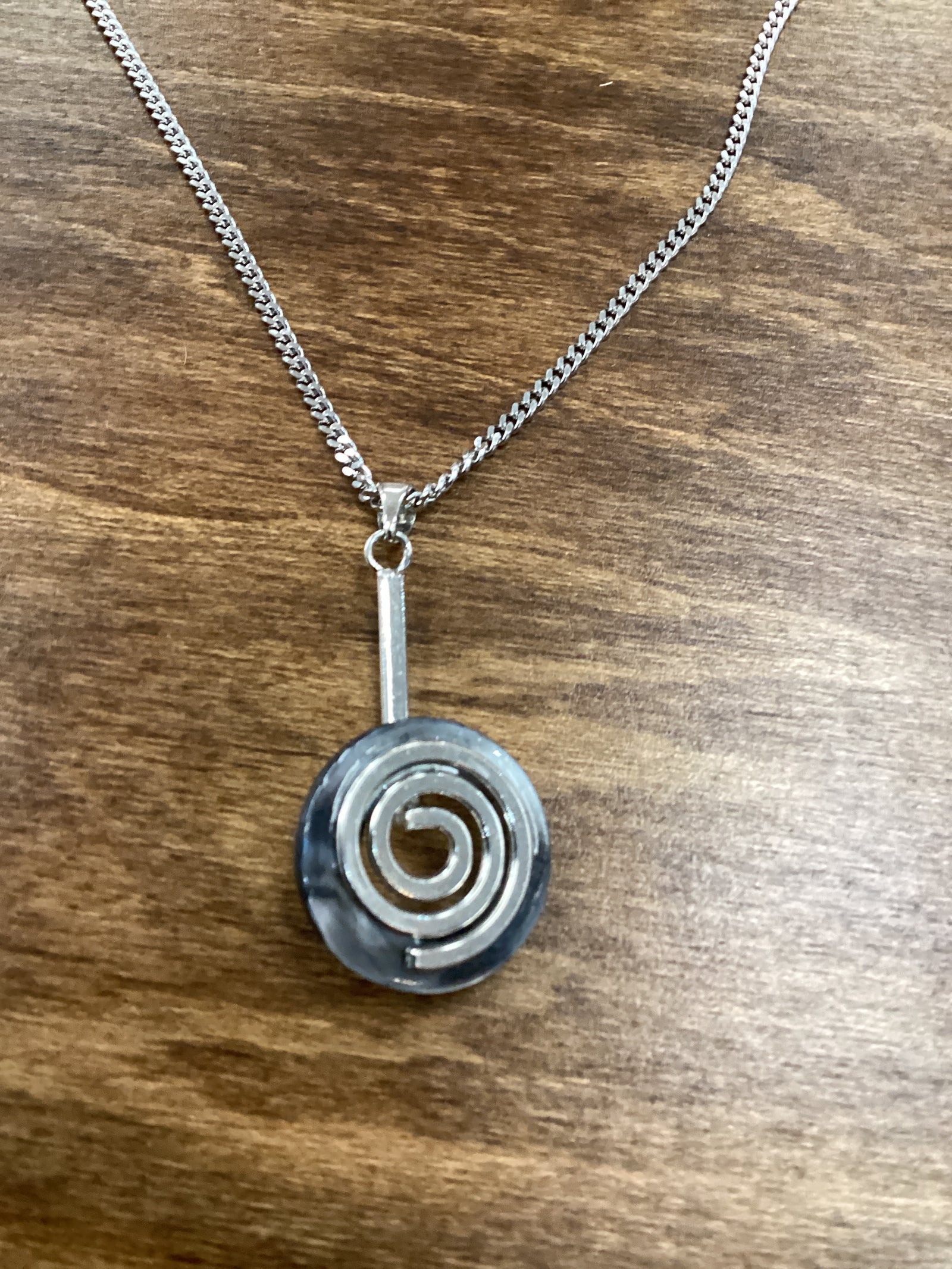 Chrome coil pendant