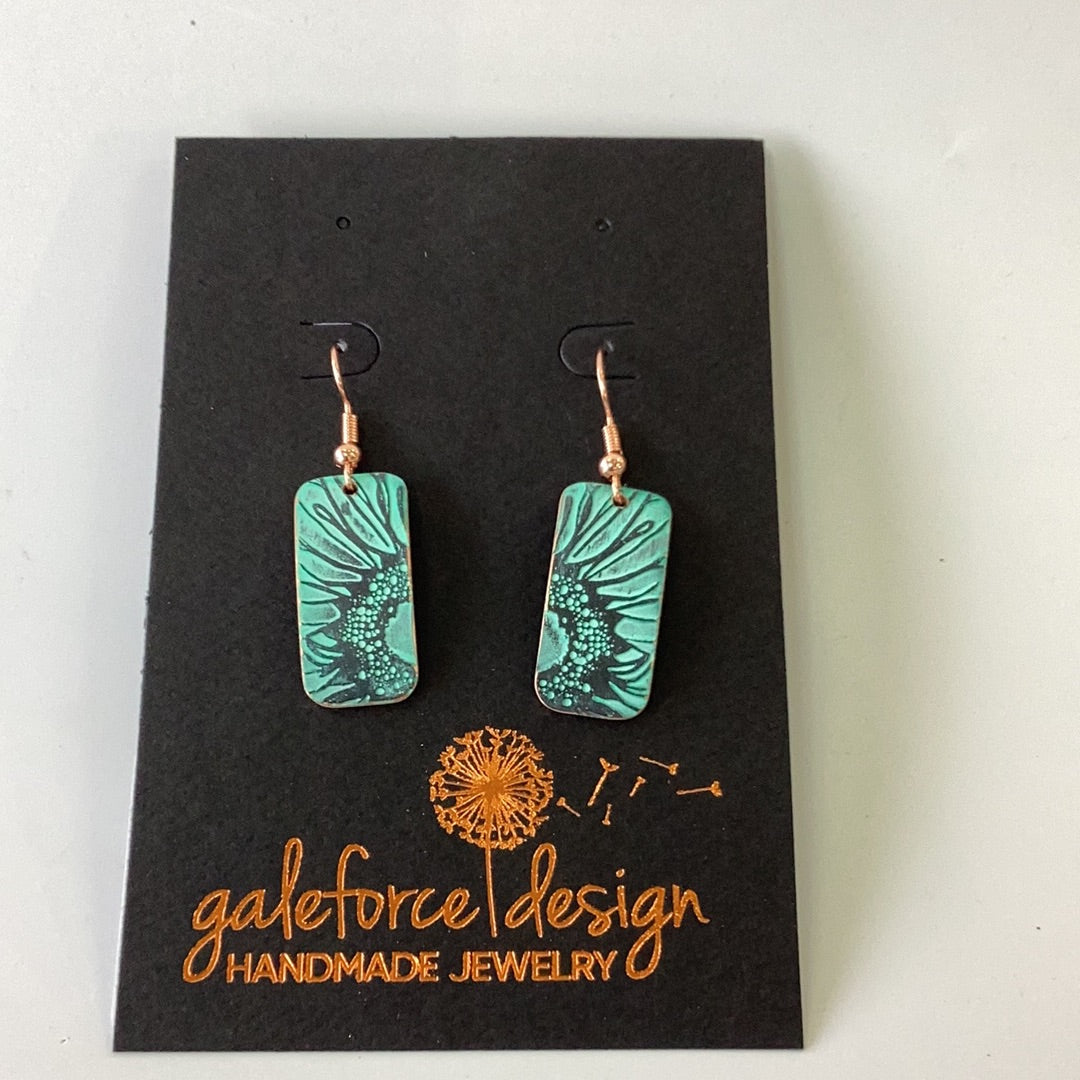 GS 1115 Sunflowers (B), Copper Earrings