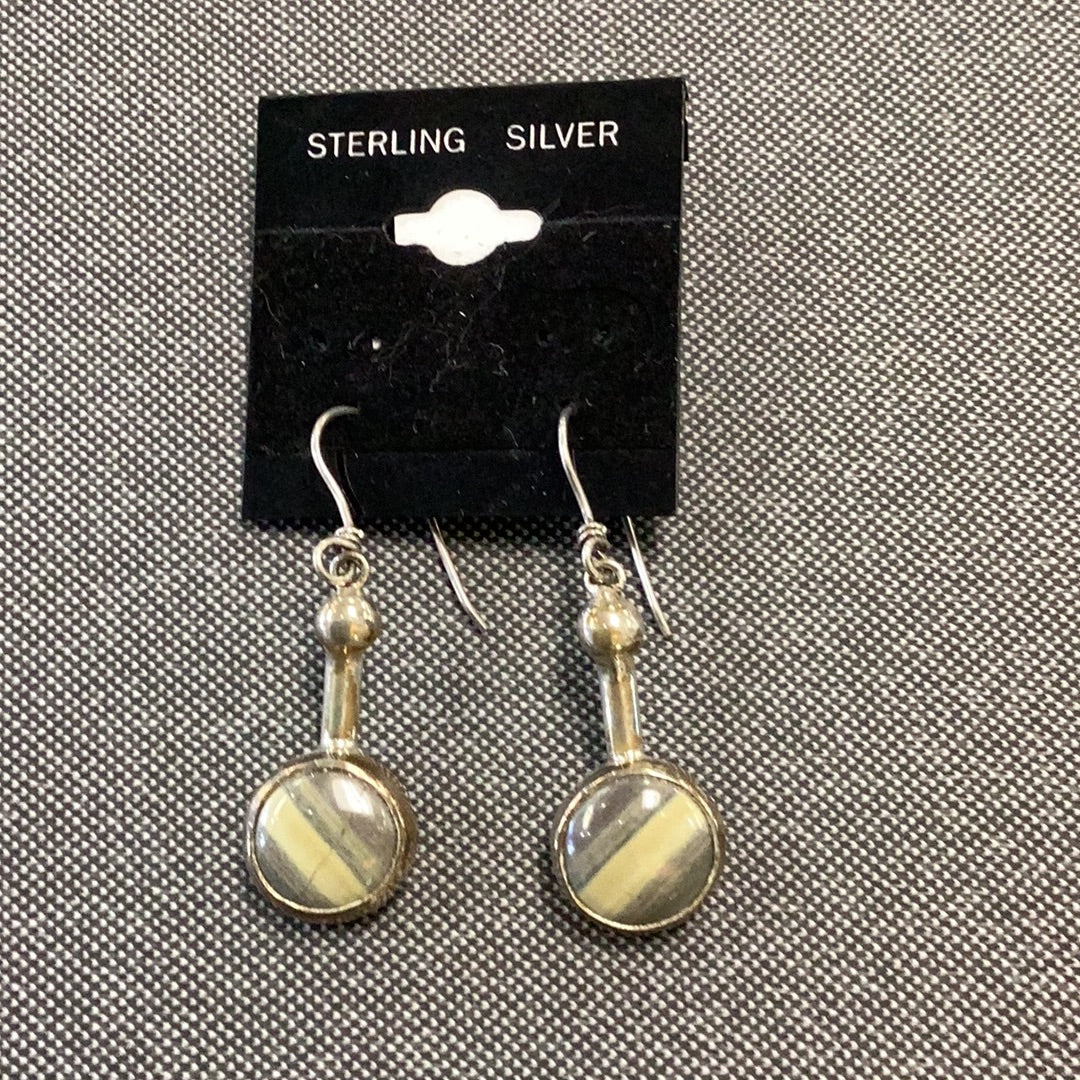 Earrings Gray Striped Stone-removed