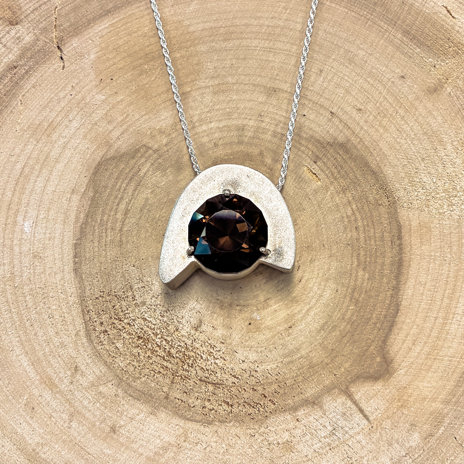 Smoky Quartz and Sterling Pendant