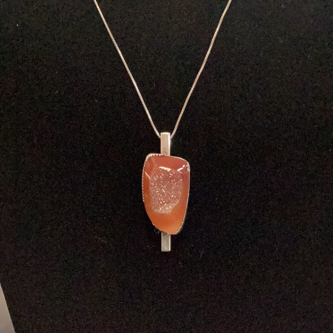 Necklace Brazilian Druzy Agate Silver Setting