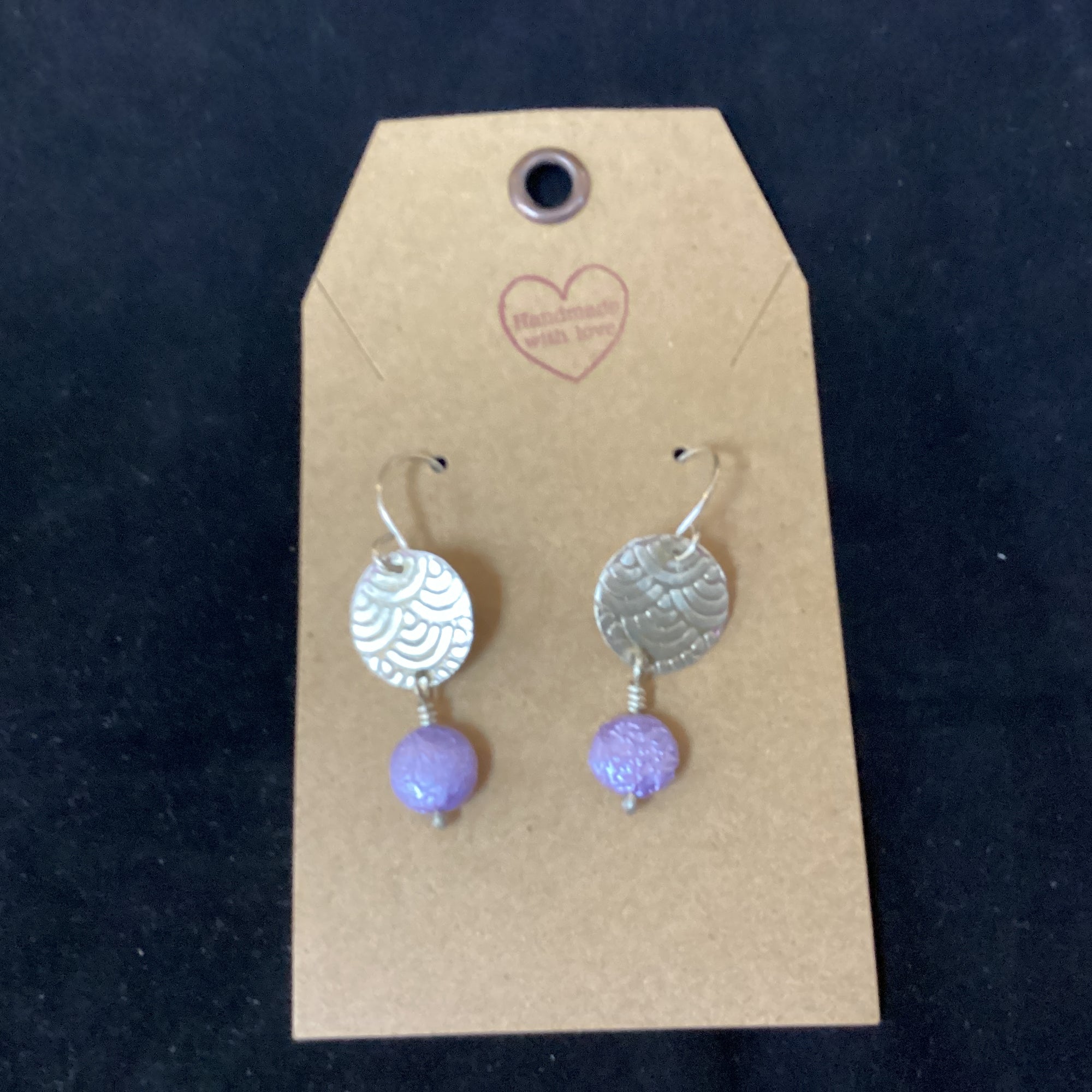 Silver Earrings with violet beads