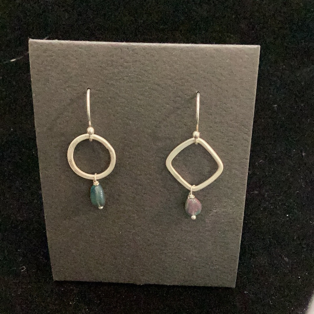 Earrings Sterling Geometric with Stones