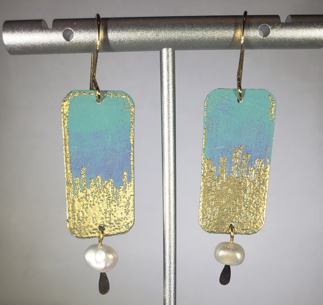 A005-Gold dipped blue earrings