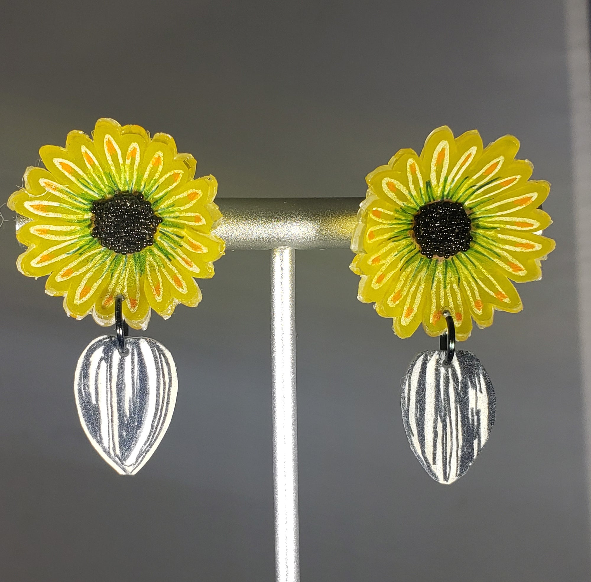 A009 Sunflower Seed Earrings