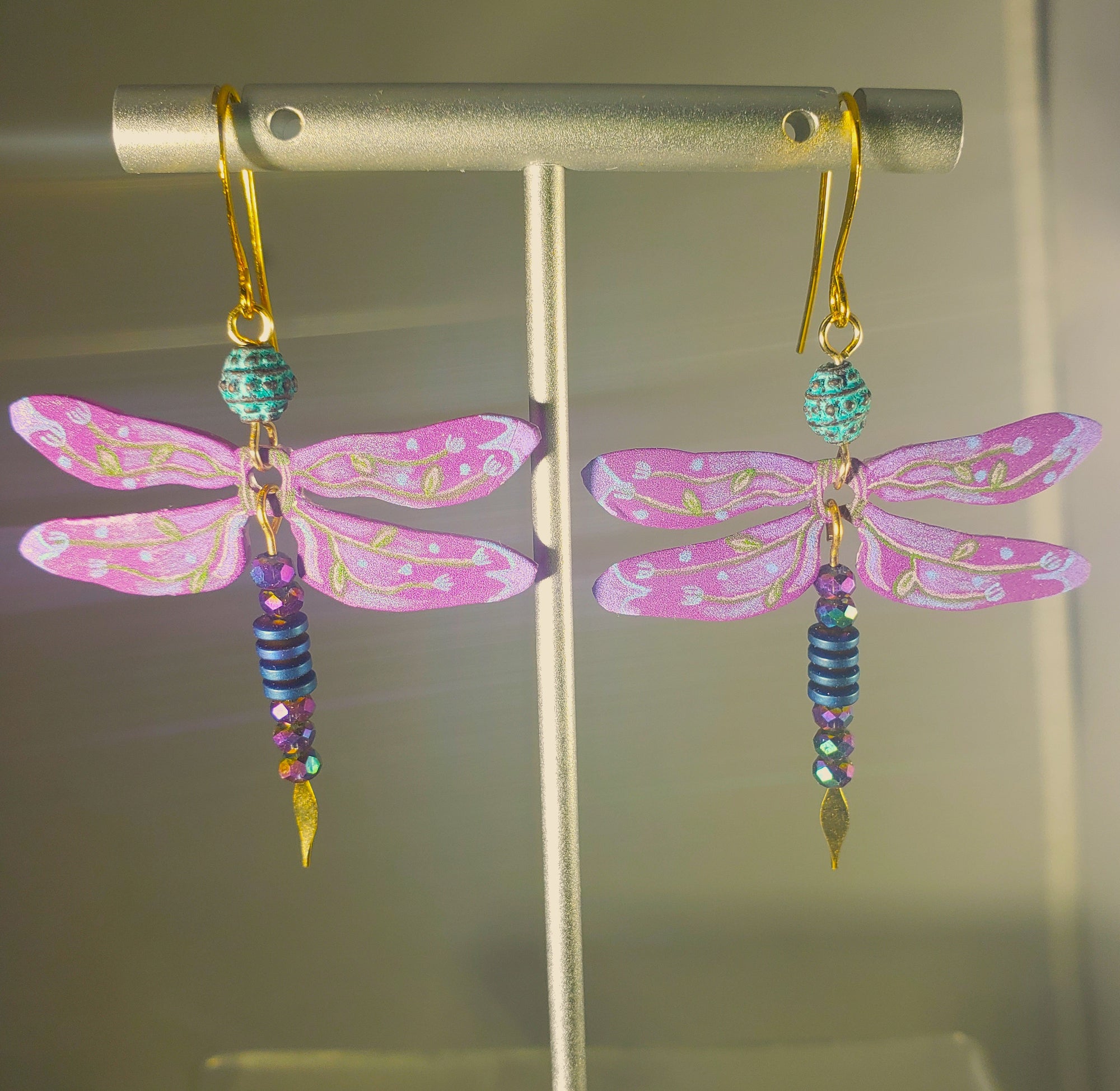 A013 Purple Dragonfly Earrings