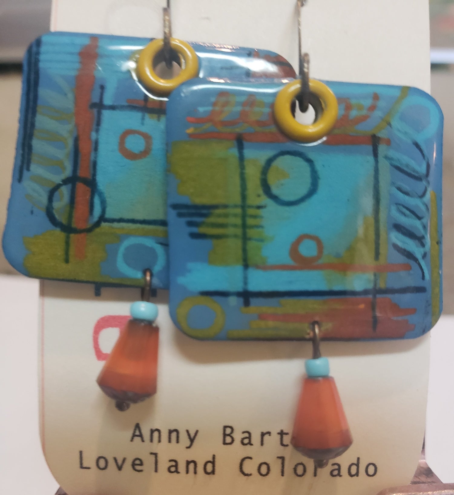 A025 Blue Abstract earrings