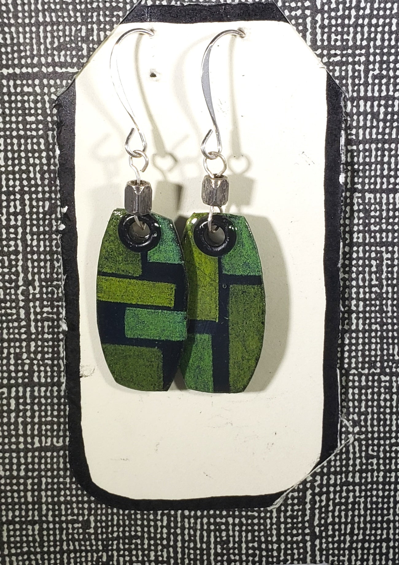 A086 Green Colorblock earrings - removed