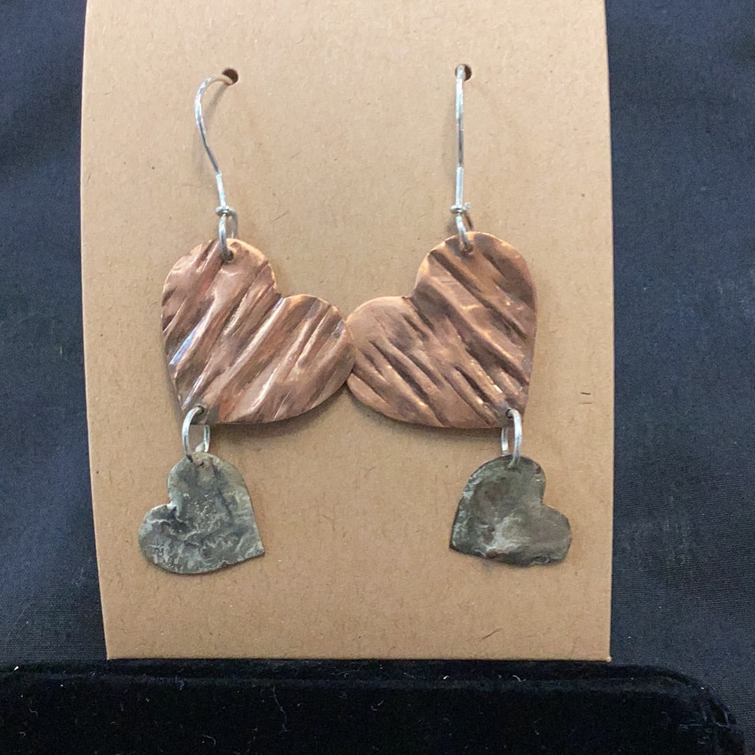 Mixed metal heart earrings