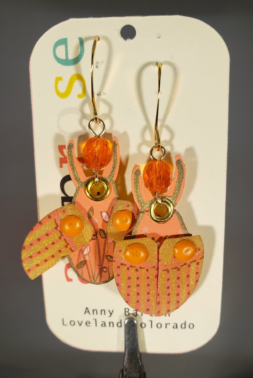 A073 Autumn Reed Beetle earrings