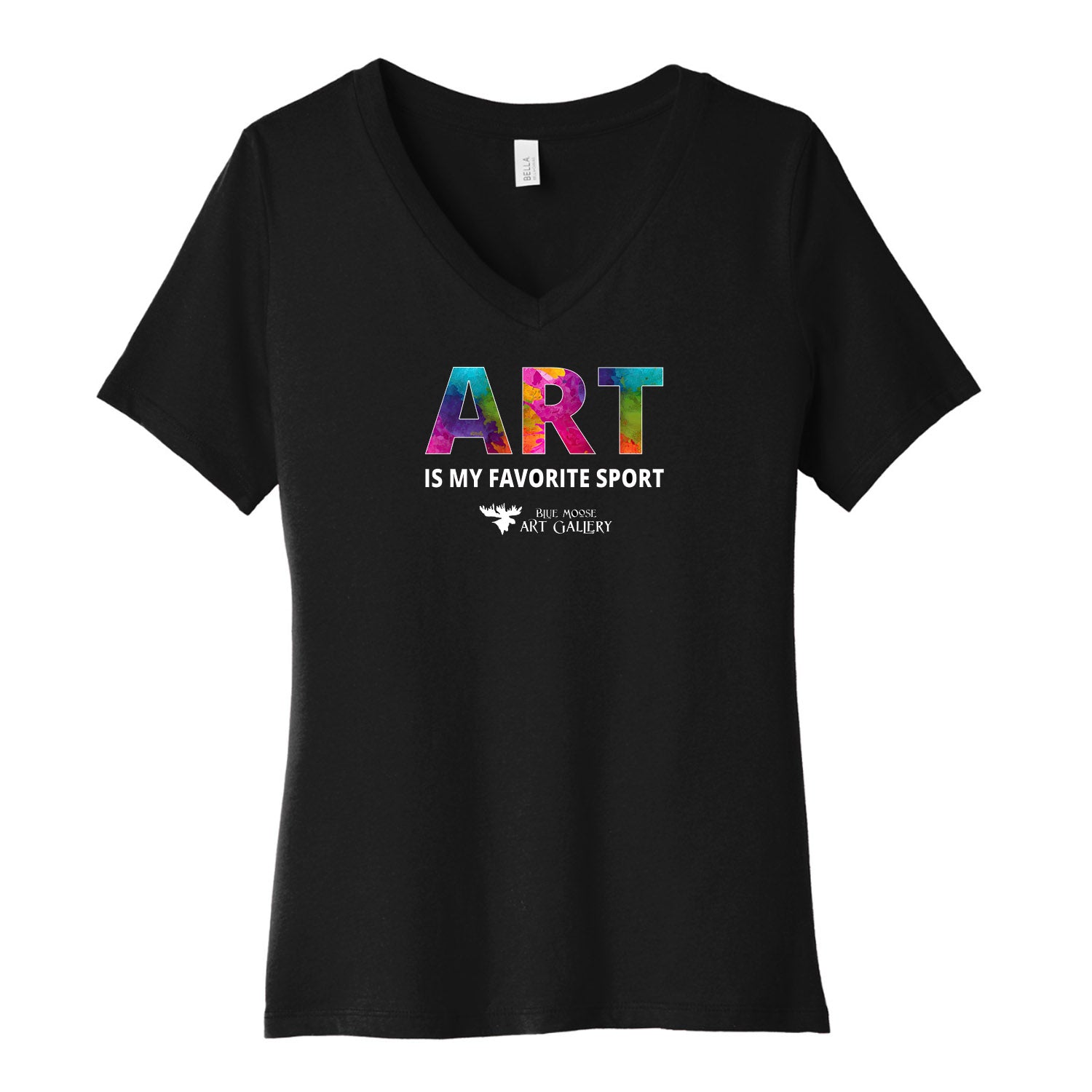 Women's V-Neck Short Sleeve Tees_BLACK