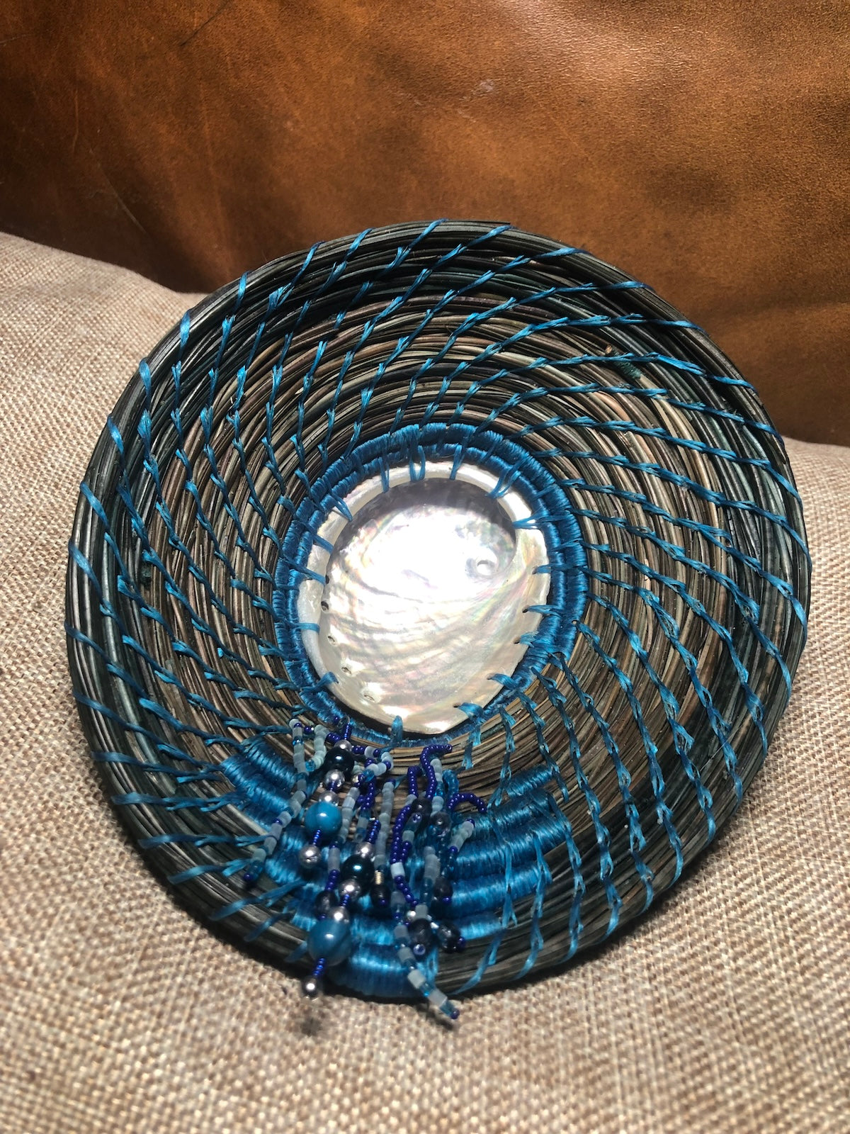 Abalone Pine Needle Basket