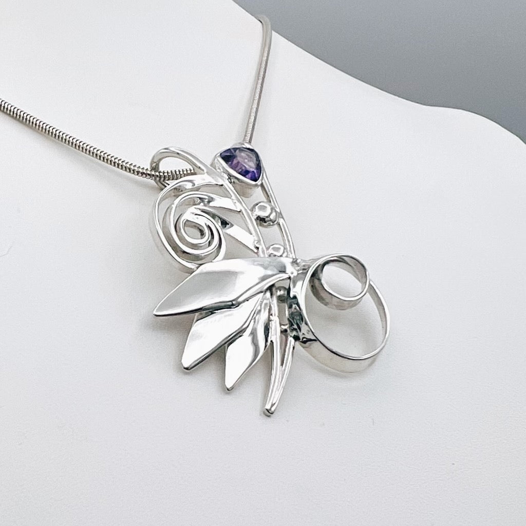 Abstract Modern Pendant with Amethyst