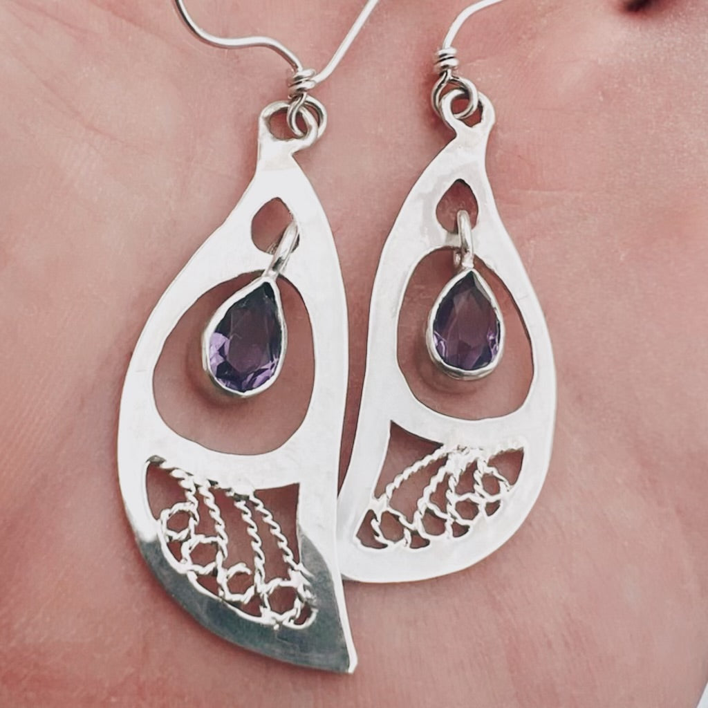 Amethyst Filigree Earrings