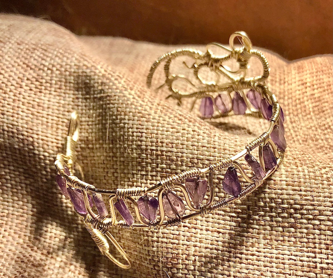 Amethyst and Wire Bangle