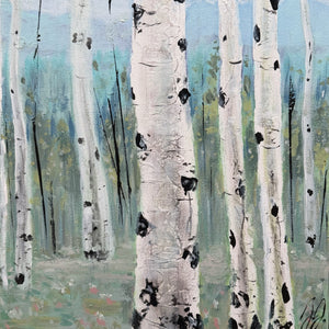 Brushes & Blades: Aspens in Cool Color Acrylic Art Class Sat. 10.23.26 @10:30A