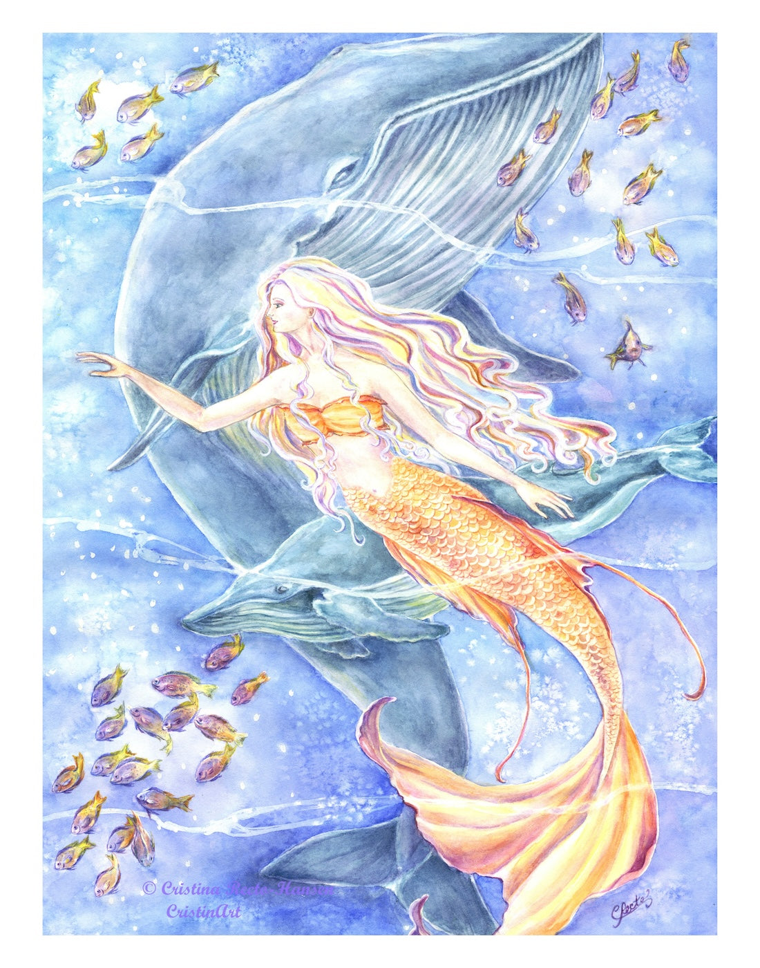 ATLANTICA , 12 x16 original, watercolor framed art