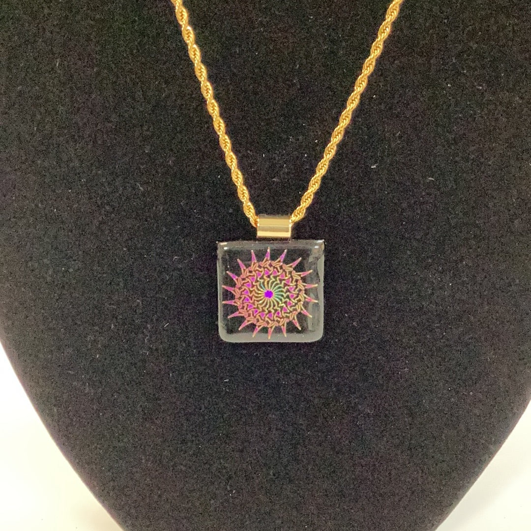Multicolor Sunburst Glass Pendant J228