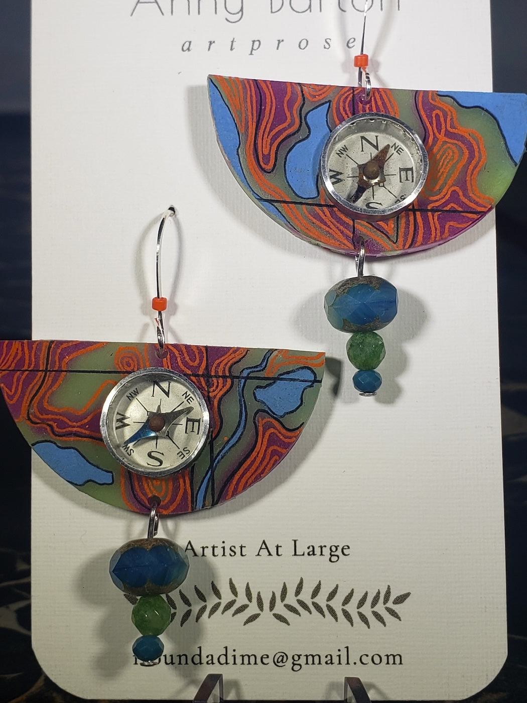 B74 Journey earrings Half circle compass