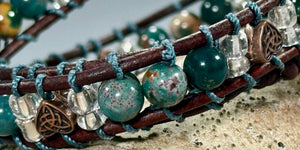 BB11 Celtic blue beaded double-wrap bracelet