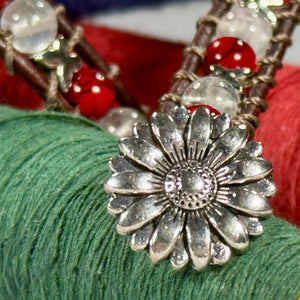 BB14 Red and white butterfly double-wrap bracelet