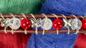 BB14 Red and white butterfly double-wrap bracelet